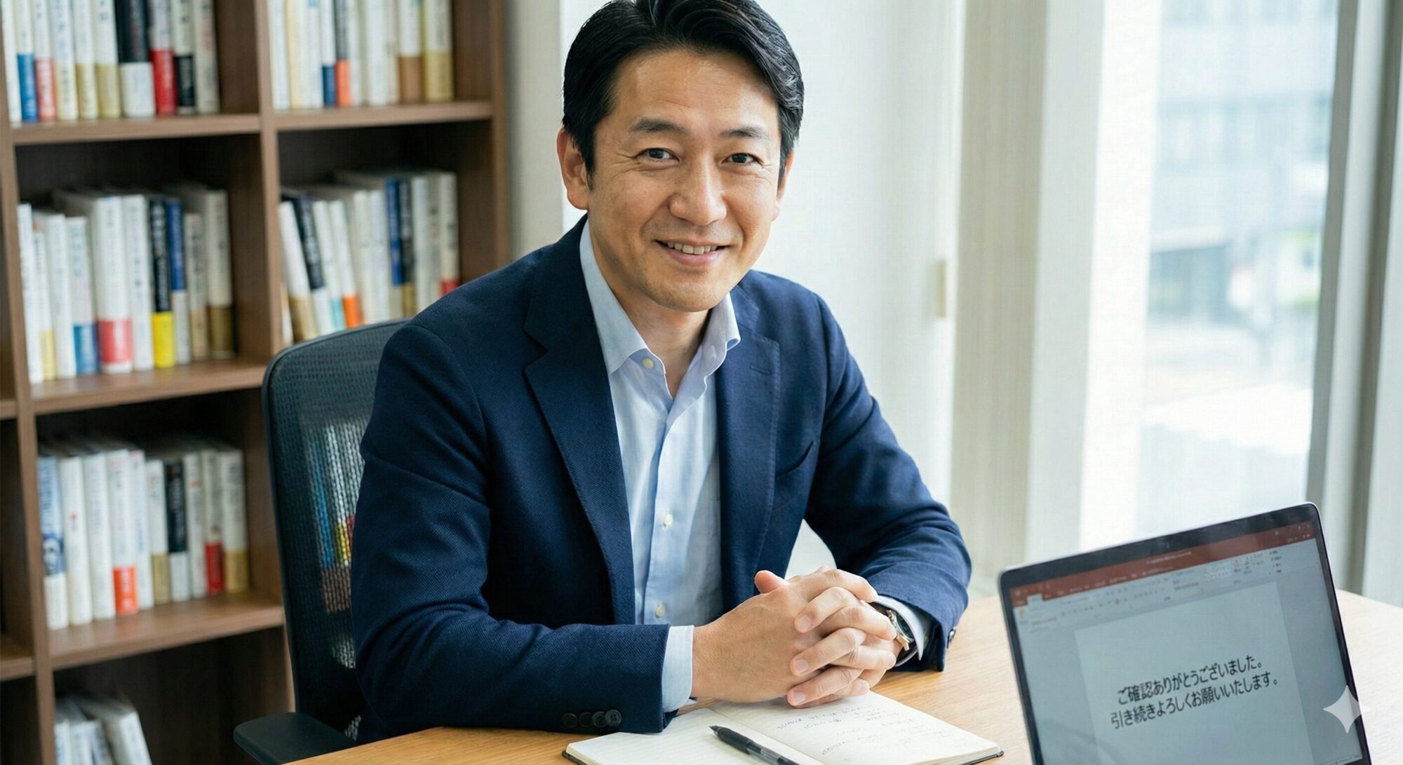 ビジネスネーム作成を依頼し、メールでやり取りをするお客様のイメージ