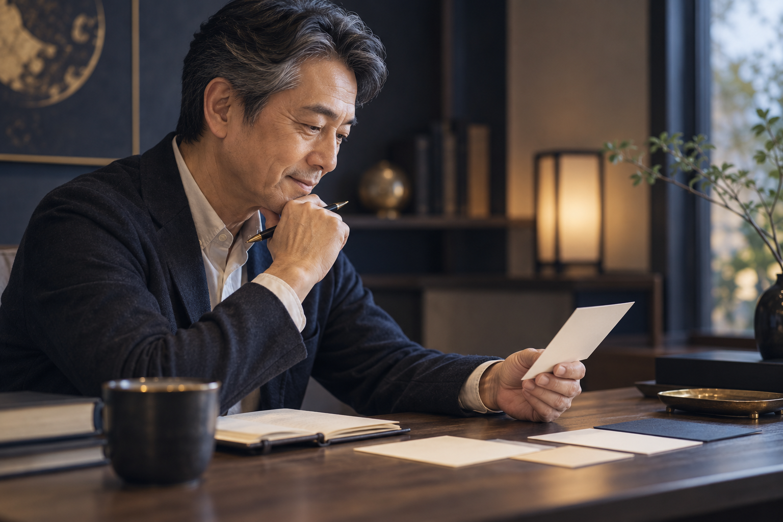 複数のビジネスネーム候補を比較しながら修正を重ねているイメージ